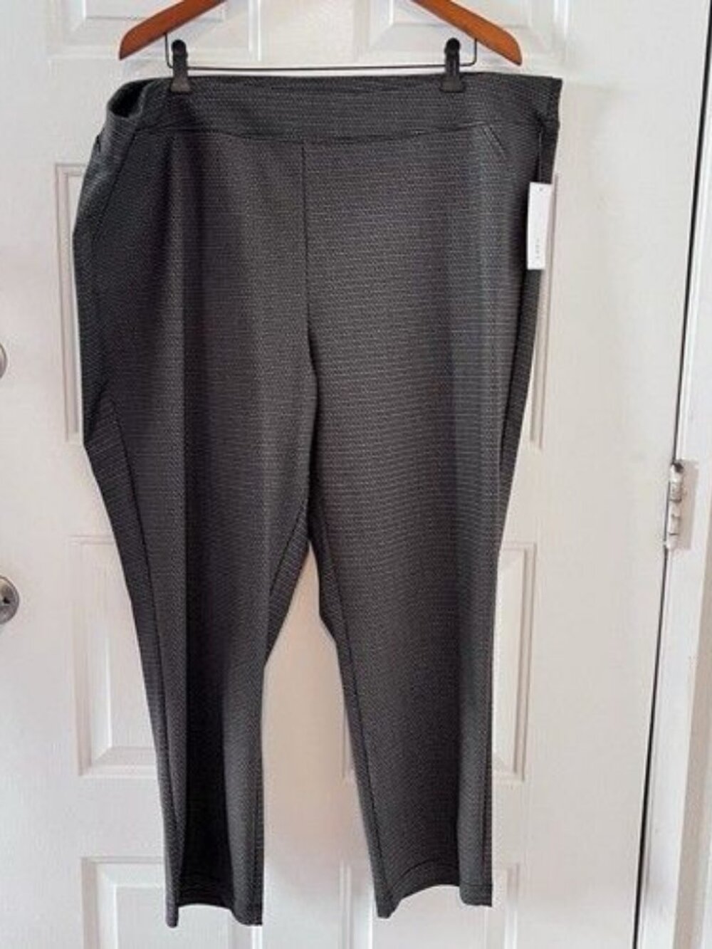 NEW Madison Grey Pull On Pants Elastic Waist Size 3X Brown Houndstooth Plaid